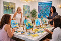A unique acrylic + 24-karat gold art Workshop experience guided by Artist, Author Nadine Vogel and Artist Karen Hewitt Hagan.